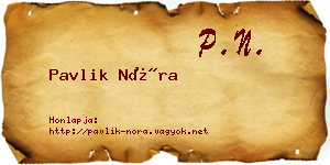 Pavlik Nóra névjegykártya
