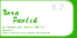 nora pavlik business card
